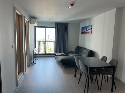 Modern living room with dining area