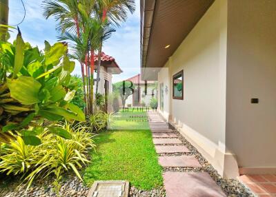 Well-maintained garden pathway in a residential property