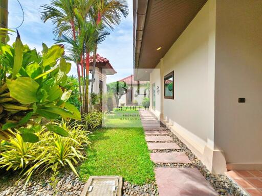 Well-maintained garden pathway in a residential property