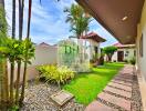 Beautifully landscaped garden with walkway