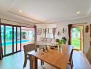 Dining area with a view of the pool