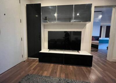 Modern living room with entertainment center