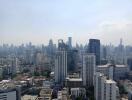 Skyline view of a city with various skyscrapers and buildings