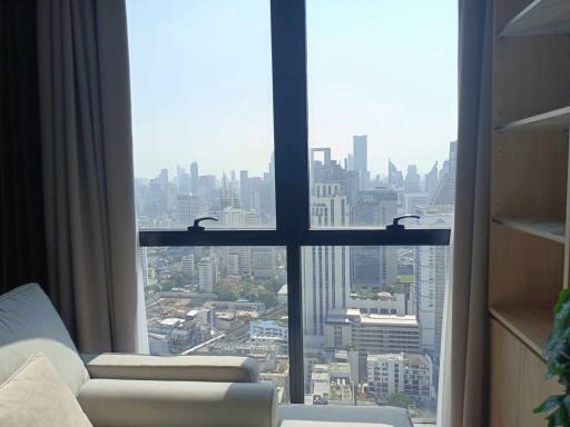 Living room with a city view