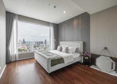 Modern bedroom with city view