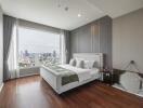 Modern bedroom with city view