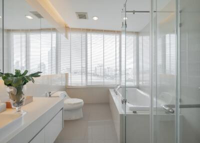 Modern bathroom with large windows