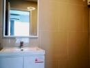 Modern bathroom with sink and mirror