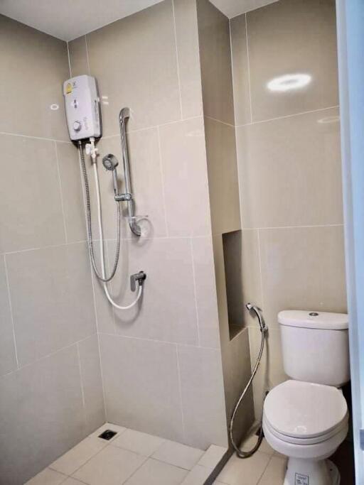 Modern bathroom with shower and toilet