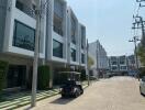 Street view of modern townhouse buildings