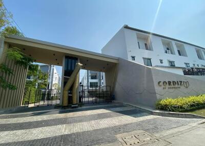 Entrance of a modern gated residential building complex