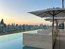 Rooftop infinity pool with city skyline view