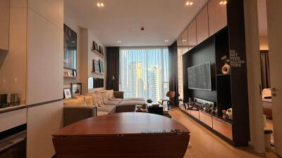 Modern living room with city view