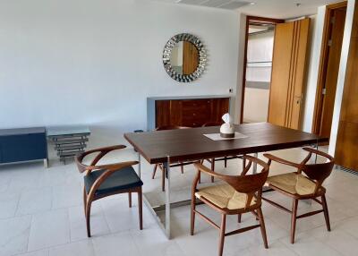 Modern dining room with wooden furniture