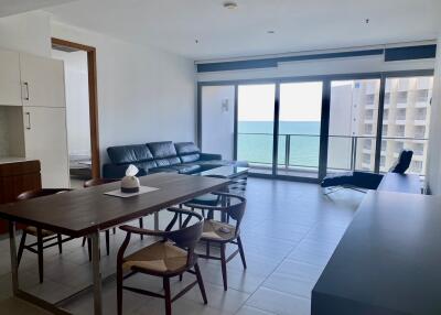 Modern living room with ocean view