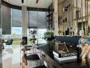 Modern kitchen with black marble island and high-end decor