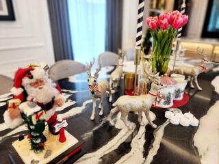 Dining table with festive Christmas decorations