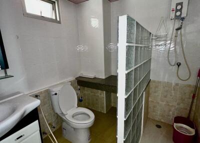 Modern bathroom with shower and toilet