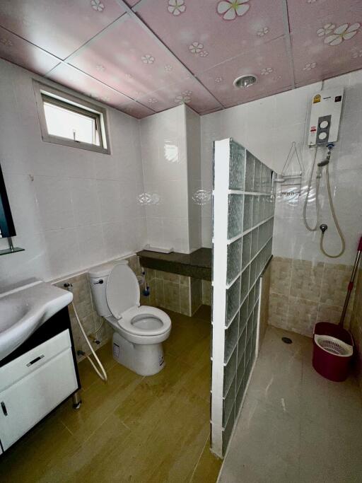 Modern bathroom with shower and toilet