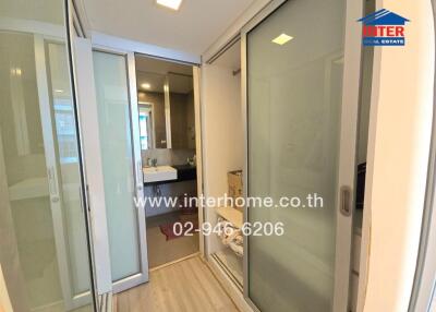 Bathroom with glass sliding doors