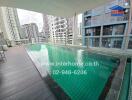 Modern pool with city view