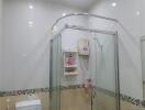 Modern bathroom with glass shower and toilet