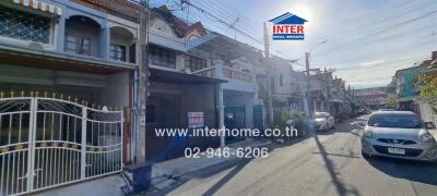 Street view of residential buildings