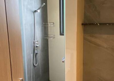 Modern bathroom with glass shower enclosure