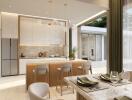 Spacious modern kitchen with dining area