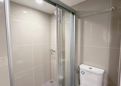 Modern bathroom with shower and toilet