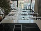 Dining area over cityscape view