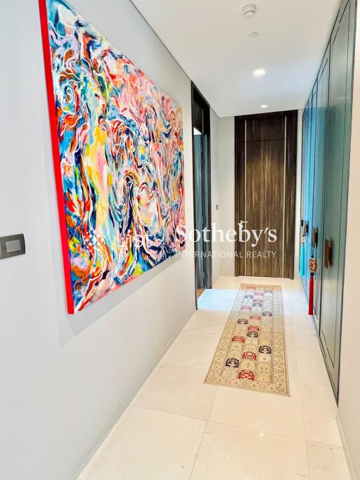 Vibrant art-adorned hallway with modern décor