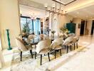 Elegant modern dining room with decorative lighting