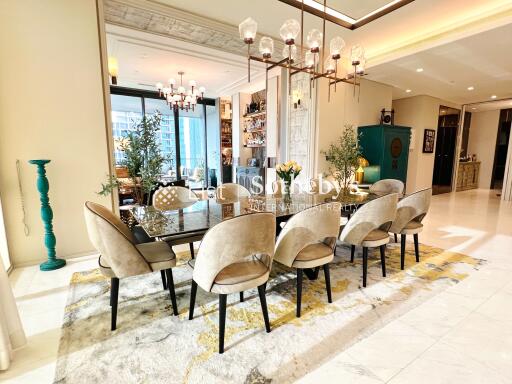 Elegant modern dining room with decorative lighting