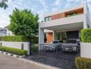 Modern two-story house with driveway