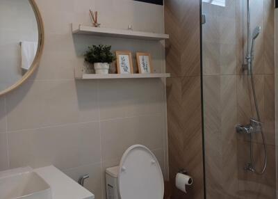 Modern bathroom with shower and toilet