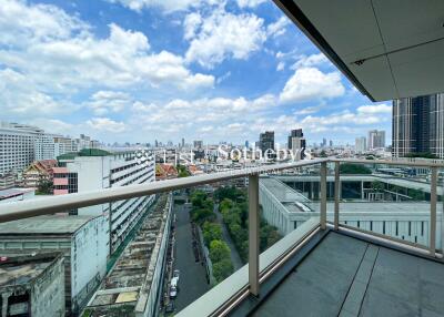 City view from a high-rise building balcony