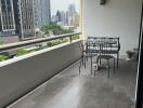 City view balcony with seating