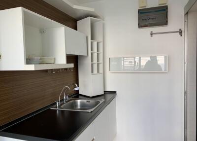 Modern kitchen with integrated sink and cabinets