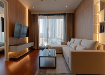 Modern living room with city view