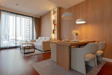 Modern living and dining area with natural light