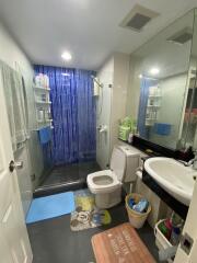 Modern bathroom with shower and toilet