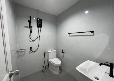 Modern and clean bathroom with essential fixtures