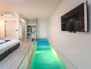 Bedroom with indoor pool and modern amenities