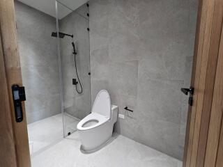 Modern bathroom with shower and toilet