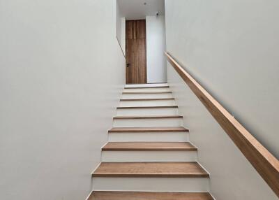 Staircase with wooden steps and handrail