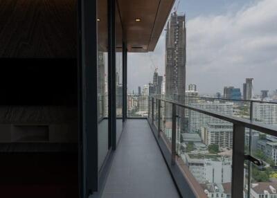 Spacious balcony with city view