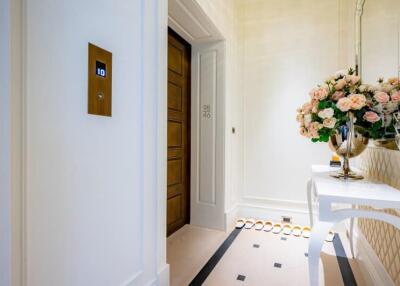 Elevator lobby with floral decoration