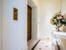 Elevator lobby with floral decoration