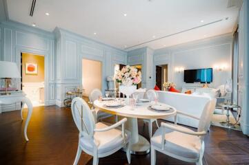 Elegant living room with dining area